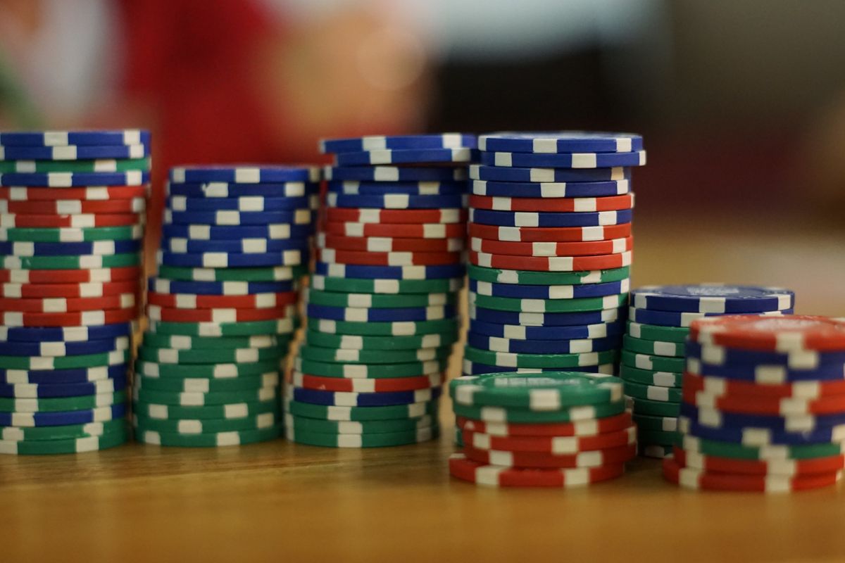 Blackjack table with cards and chips